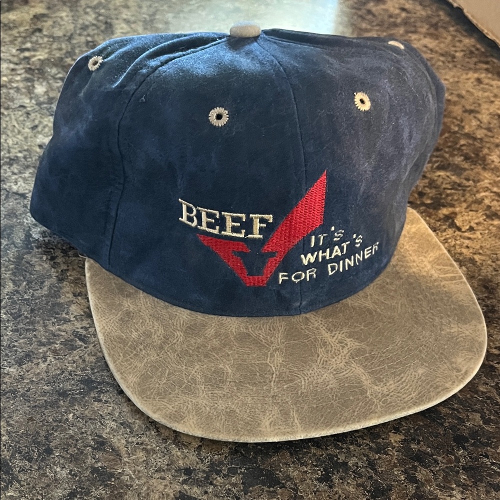 Vintage BEEF it’s what’s for dinner Blue and Tan Hat